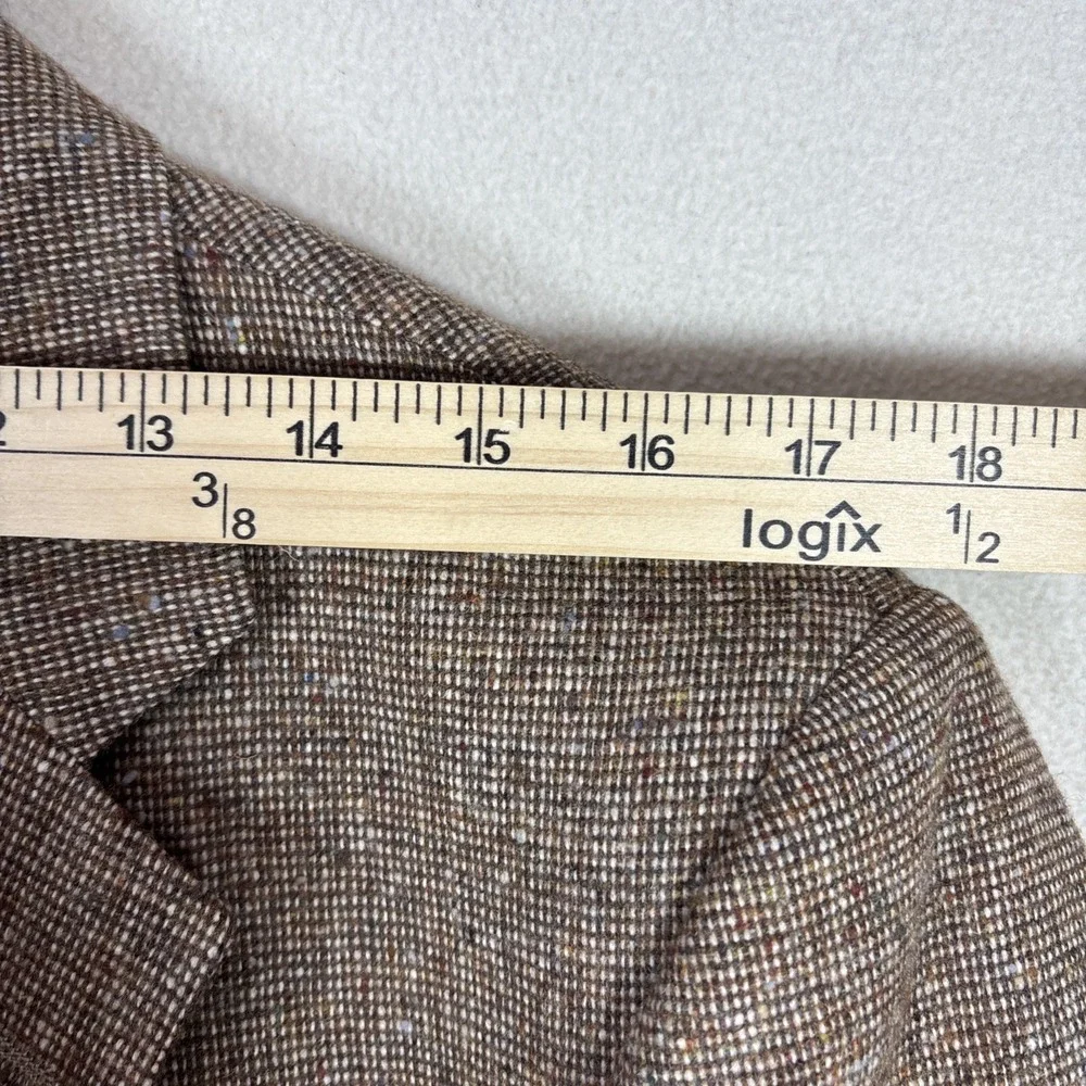 Asher‎ USA Made Sport Coat Mens 42R Brown Textured Tweed Leather Buttons